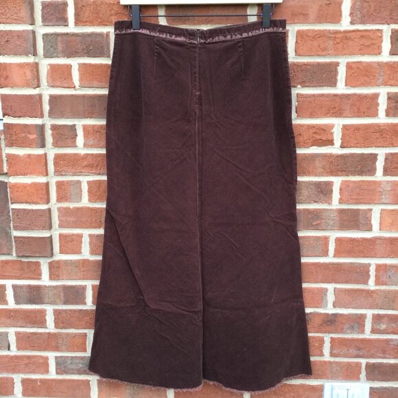 VTG Carolina Blues Corduroy Maxi Skirt Size 10 Brown Raw Hem Western Boho Y2K - Picture 2 of 9